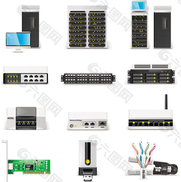 电子网络设备矢量素材